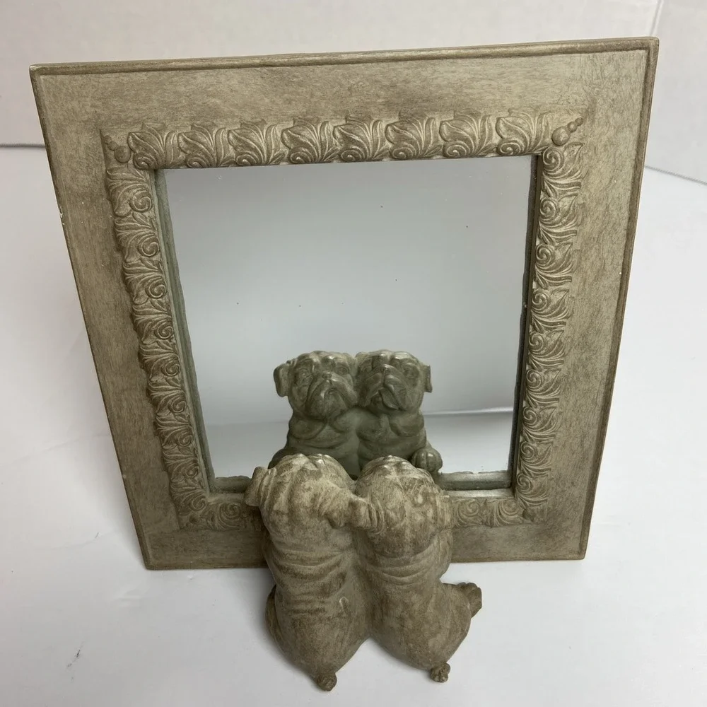 3D‎ Puppy Dog Wall Mirror TIC Collection Resized Pug Bulldog Polyresin Stone